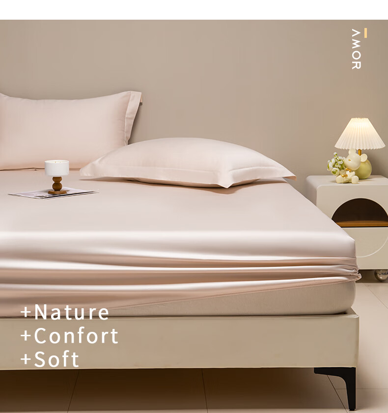 AMOR Antibacterial Class A, 100 Pieces, Satin Fitted Sheet, Single Mattress Protector Cover, Pure Cotton, Phantom Grey, 1.5x2 Meters 1