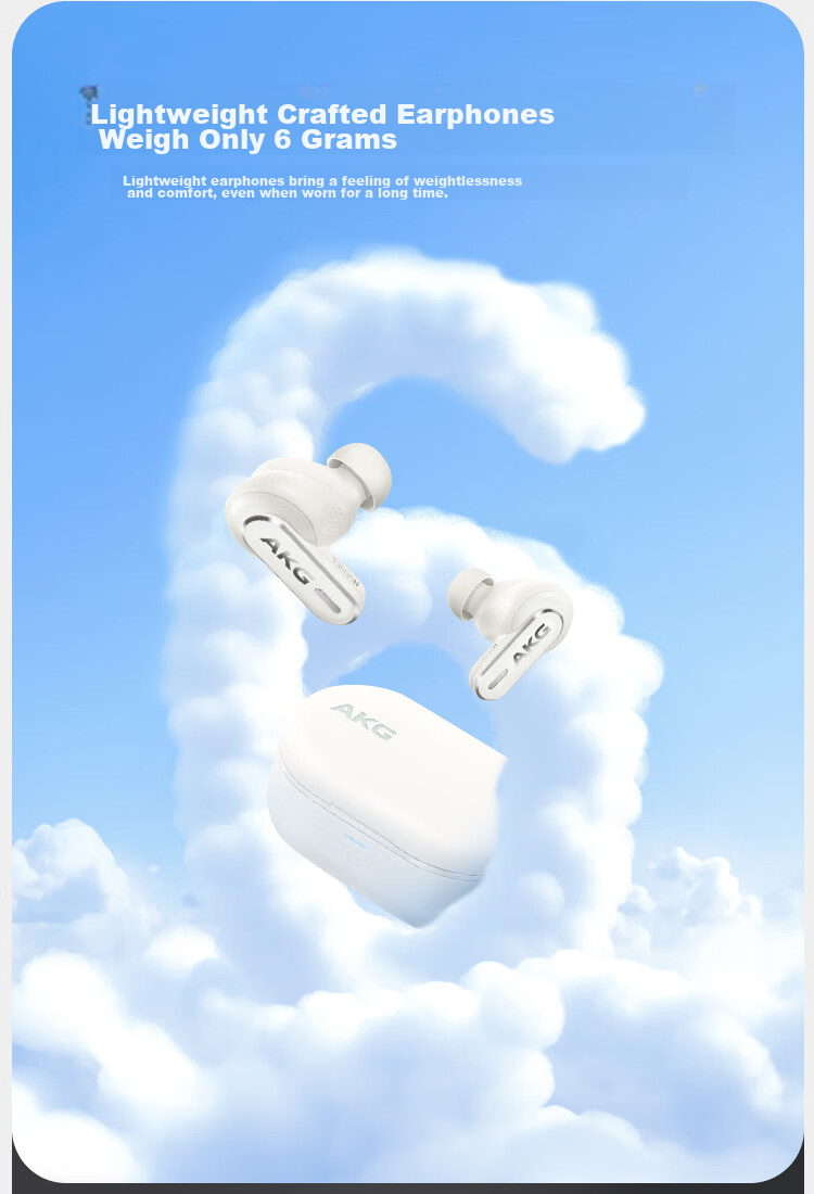 AKG N5 Wireless Bluetooth In-Ear Headphones, 2.4G Tri-Mode, Active Noise Cancellation, Gaming And Music Earphones, Compatible with Latest Apple And Huawei Models for Ultra-Long Battery Life, White 26