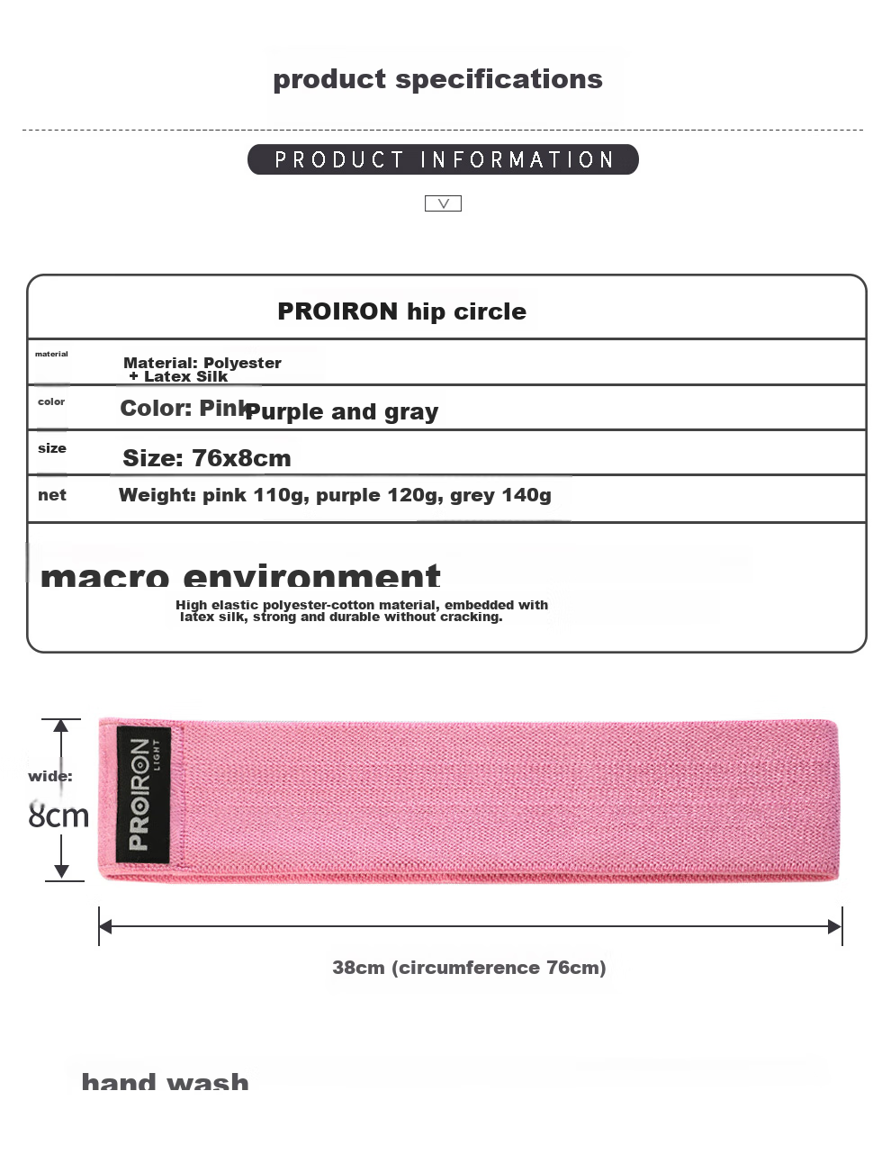 PROIRON Puli'ai Elastic Resistance Band Set for Strength Training, Fitness, Yoga Leg And Glute Exercises - 3 Pieces 4