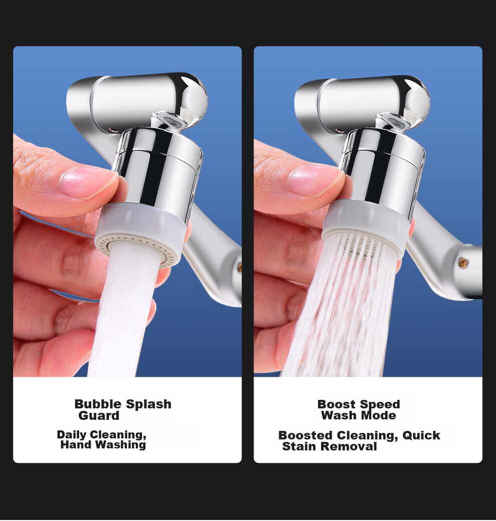 Larsd Mechanical Arm Universal Faucet Anti-Splash Head Rotatable Spout Basin Wash Extender Aerator T18 5