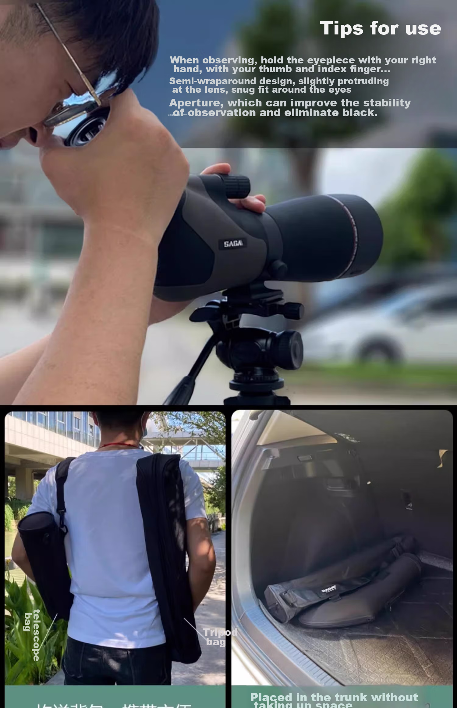 SAGA Binoculars And Monocular Astronomical Telescopes, Birdwatching Glasses Dedicated Tripod, Universal Tripod 34