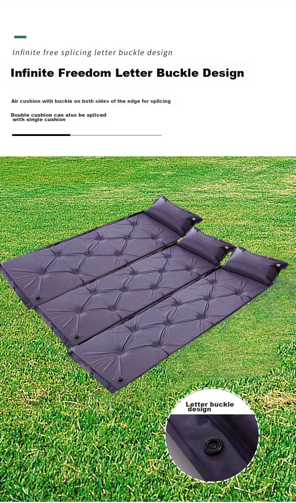 Adandyish Single-Person Automatic Inflatable Mattress, Unlimited Splicing, Moisture-Proof Camping Thickened Nap Mat Tent Pad, Blue 7
