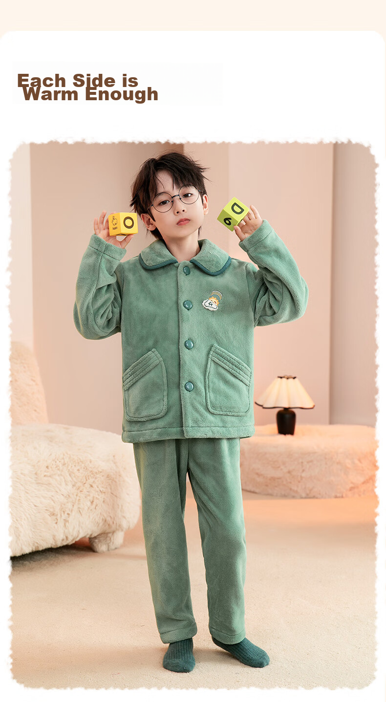 Fenteng Children's Pajamas for Boys, Anti-Static, Thickened Double-Sided Fleece, Warm, Big Kids' Loungewear Q9FJ257940359 17