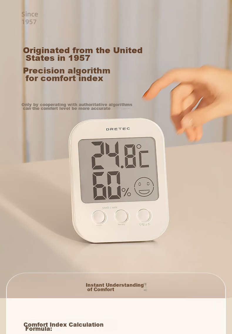 Dorico Japanese Electronic Hygrometer Thermometer with Backlight High-Precision Humidity and Temperature Monitor for Baby Room with Time Display 10