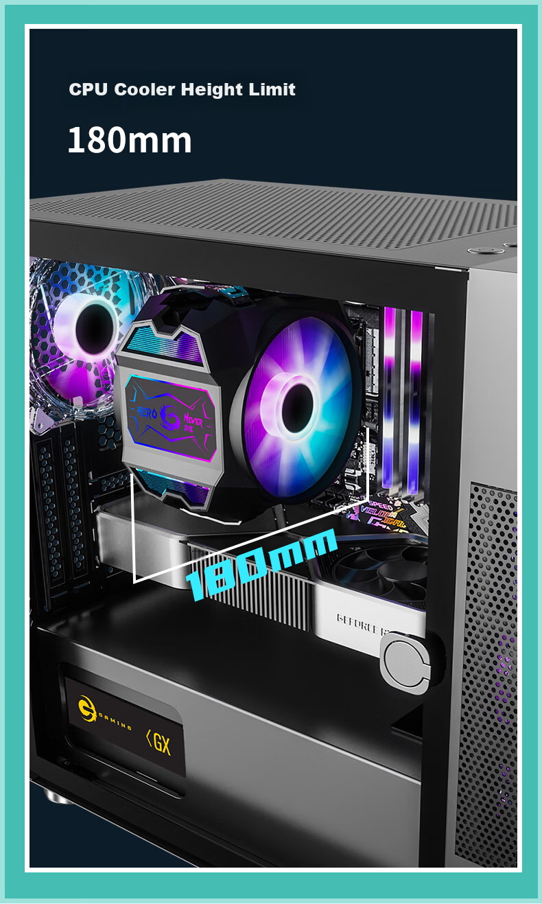 Great Wall Archimedes 1 Black Computer Case (Extra Wide Form Factor/MATX Small Motherboard/240mm Water Cooling Support/Glass Side Panel Fully Transparent/20cm Fan Mounts/Supports 50 Series Graphics Card) 6