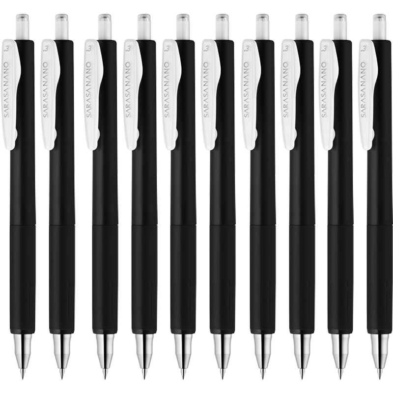ZEBRA SARASA NANO Retro Color Gel Pen, 0.3mm Comfortable Gel Pen, Low Center of Gravity High Aesthetic Value Student Planner Pen Marker JJH72 Black, Pack of 10