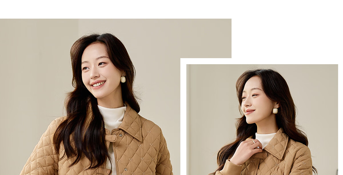PinCai Women's Cotton Jacket Fashion Woven Design Lapel Thickened Lightweight Winter Coat P144M1003 15