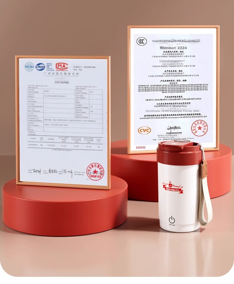 Fanji Electric Stirring Cup, Coffee Cup, Temperature Display, 316 Stainless Steel, Fully Automatic, Rechargeable, Magnetic Soy Milk Powder Shaker Cup, White 18