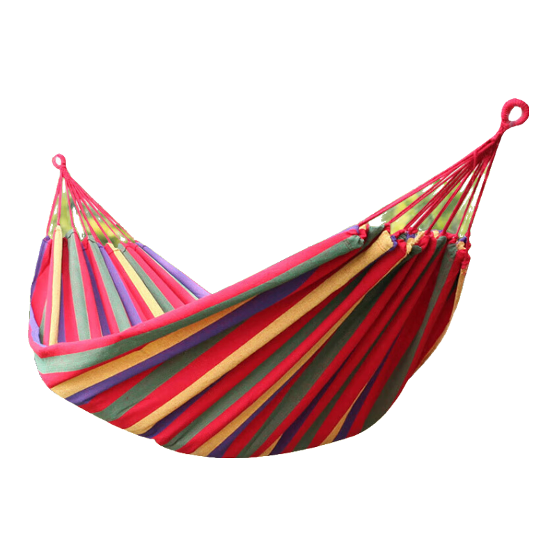 Adandyish New Double Canvas Striped Hammock Thickened and Widened Outdoor Leisure Swing Camping Sleeping Swing Red