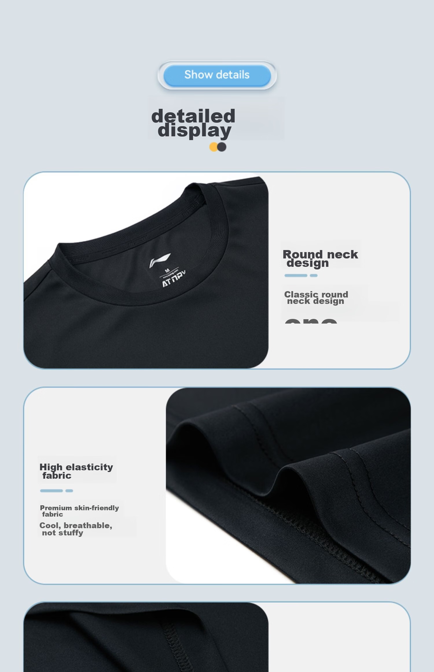 Li-Ning Short-Sleeve T-Shirt for Men, Summer Style, Trendy Printed Couple's Design, Loose-Fitting Casual Breathable Round Neck Sports Top 26