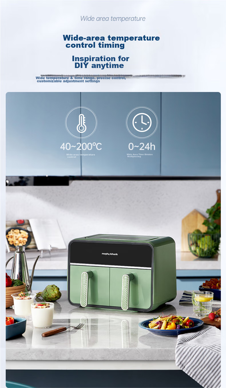 Morphyrichards Air Fryer for Home Use, Dual Compartment 8L Large Capacity, 14 Recipes, 720° Hot Circulation, Double-Bottom Multi-Functional Air Fryer And Oven, MR8100 Gree 12