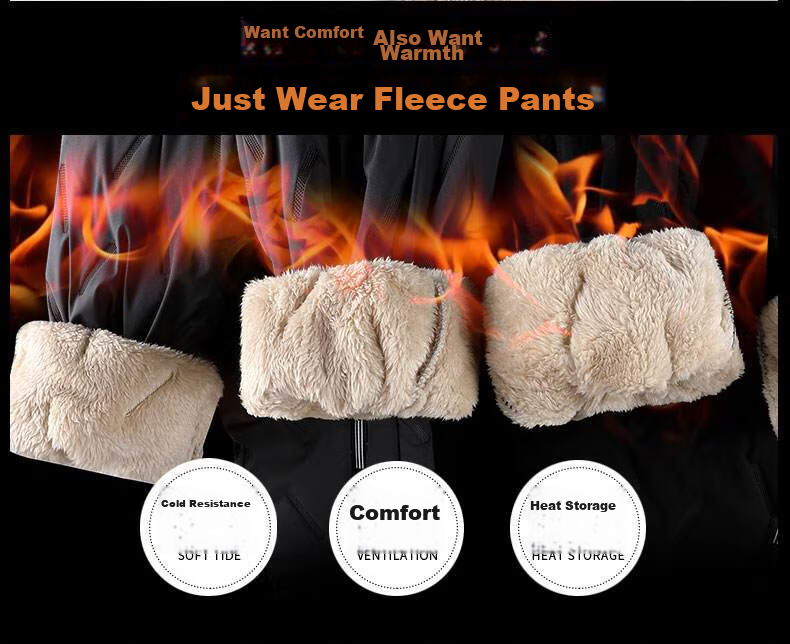 MiiOW Cotton Pants for Men, Winter Casual Plus Size, Fleece-Lined Thick Lambswool, Outdoor Workwear, Sports Warm Trousers for Me 16