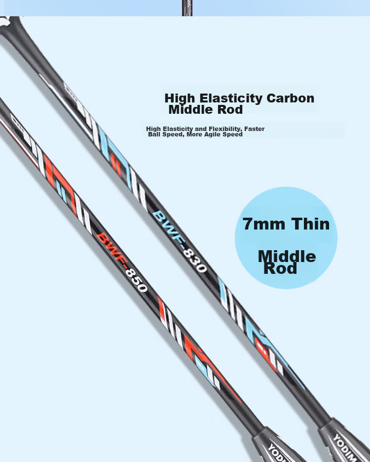 Yodiman Ultra-Light 5U Badminton Racket Single Pack 850 (Pre-Strung, 26 Lbs, 2 Shuttlecocks Included) 10