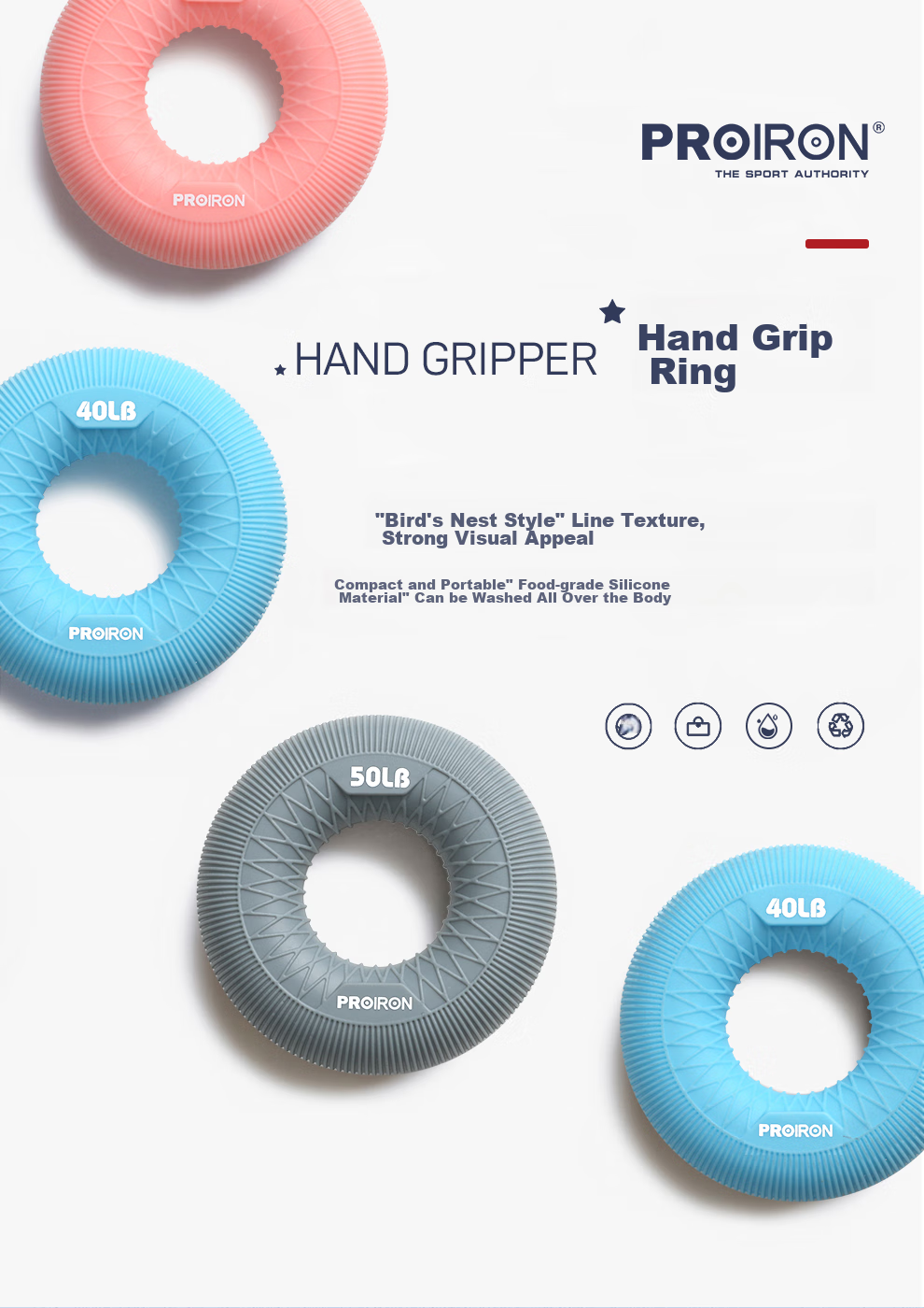 PROIRON Grip Strengthener Hand Exerciser for Men Women And Children Finger Strength Training Device 30/40/50 Lbs 3-Piece Set 1