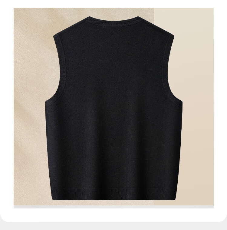MONTAGUT New Year Spring Festival Men's Wool Vest Pure Wool V-Neck Thick Warm Sweater Sleeveless Jacket Navy XL 17