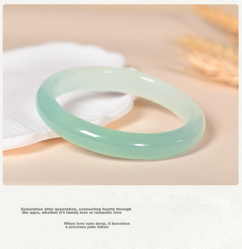 Jingying [Premium Grade] Jade Bangle for Women, Ice Jade Chalcedony Green Semi-Mountain And Semi-Water Agate Bracelet, Birthday Gift for Wife 6