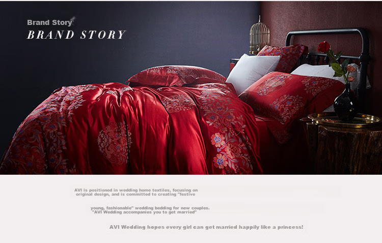 I-WILL Wedding Four-Piece Set Pure Cotton Bedding with Jacquard Pattern for Newlyweds, Luxurious Bedding Set, Liangyuan Daxi 2.0-Meter Bed 13