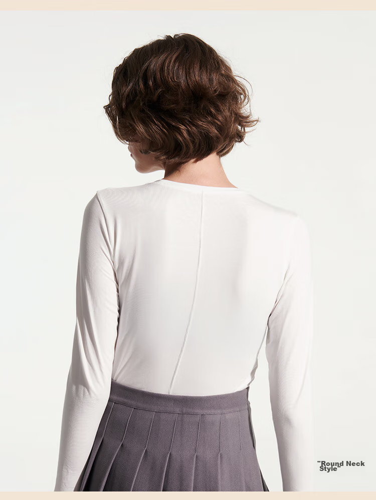 Ubras Soft And Smooth Milk Skin Base Layer for Women, Amino Acid Autumn Undershirt, Inner Layer Thermal Underwear, Comfortable Base Shirt, Pure White, Size L 14