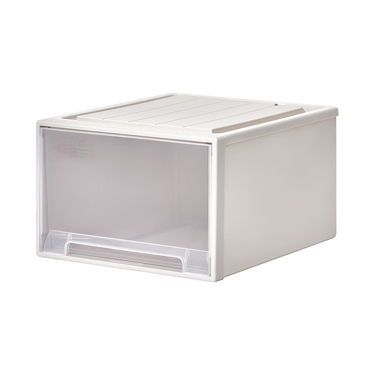 TENMA Large Clothes Drawer Storage Box, 49 Liters, Transparent Visible Drawer Box, Large Capacity Bedside Table