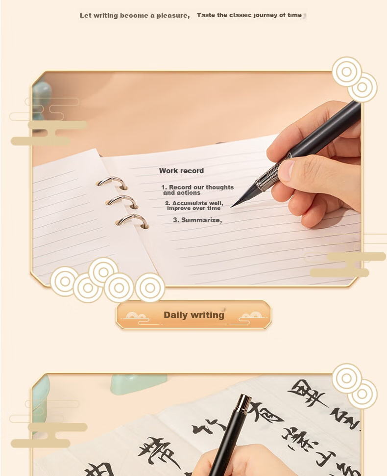 Deli Fountain Pen-Style Brush Pen for Calligraphy Practice, Small Regular Script, Refillable Ink, Replaceable Cartridge, Adult Beginner's Starter Kit, Calligraphy Copybook, Back-To Gift [Includes 18 Ink Cartridges] 12