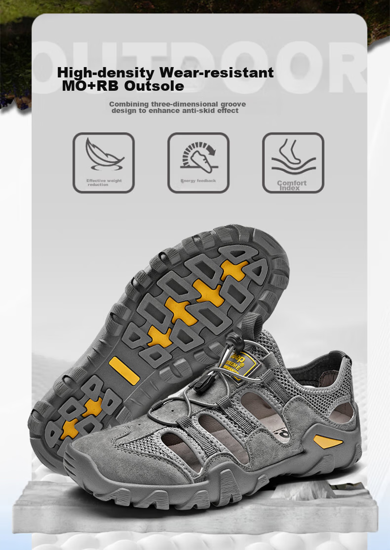 Jeep Sandals for Men, Outdoor Breathable Beach Shoes, Men's Closed-Toe Water Shoes, Non-Slip Wear-Resistant Hiking Shoes for Stream Trekking 5