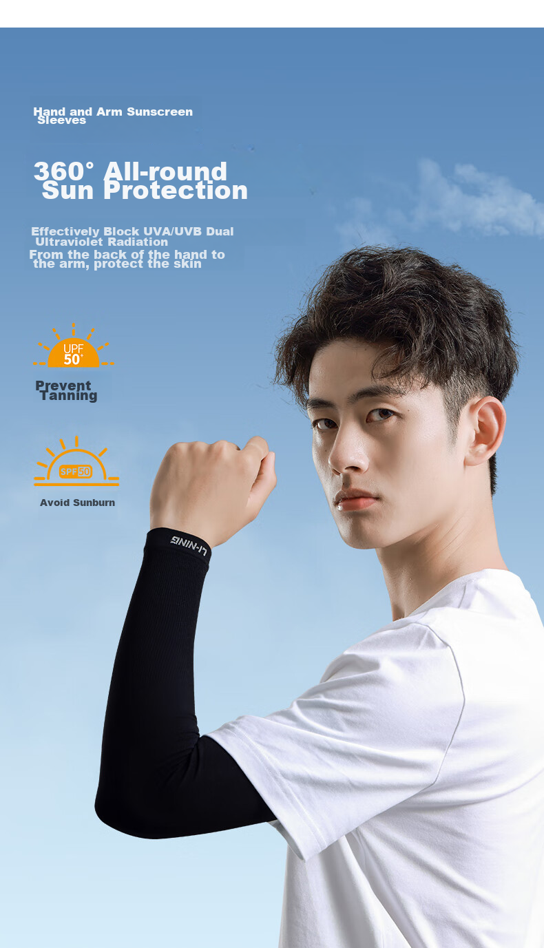 Li-Ning Cycling Ice Sleeves for Men And Women, Sun Protection Arm Sleeves, UV-Resistant Ice Silk Sleeves, Summer Anti-Sun Arm Guards, Cool Arm Sleeves 6