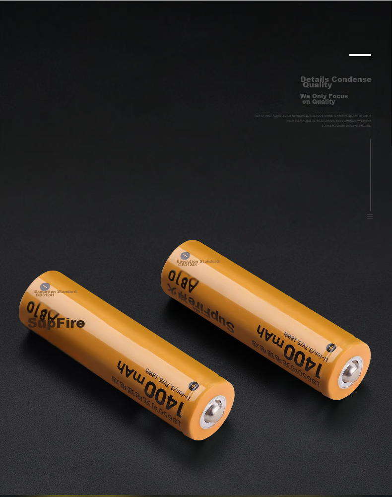 SupFire 18650 Lithium Battery, LED High-Intensity Flashlight AB10 Battery, Rechargeable, 3.7/4.2V, Bright Battery 12