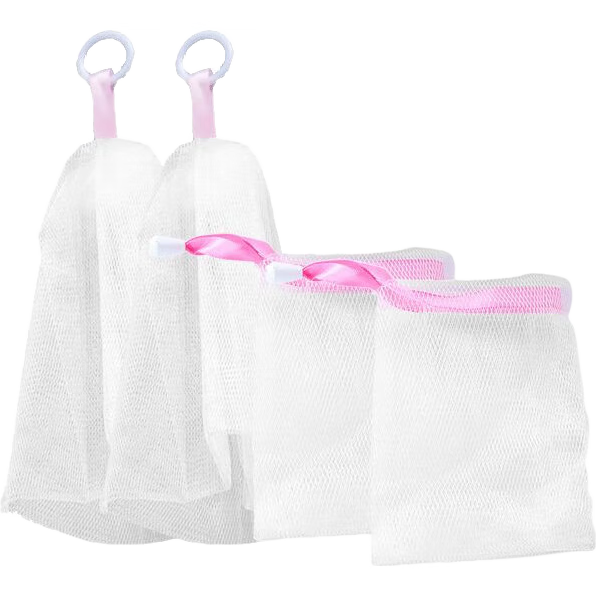 UPLUS Facial Cleanser Foaming Net Combination Set of 4 Pieces, Random Colors, Soap Bag Handmade Soap Foaming Net