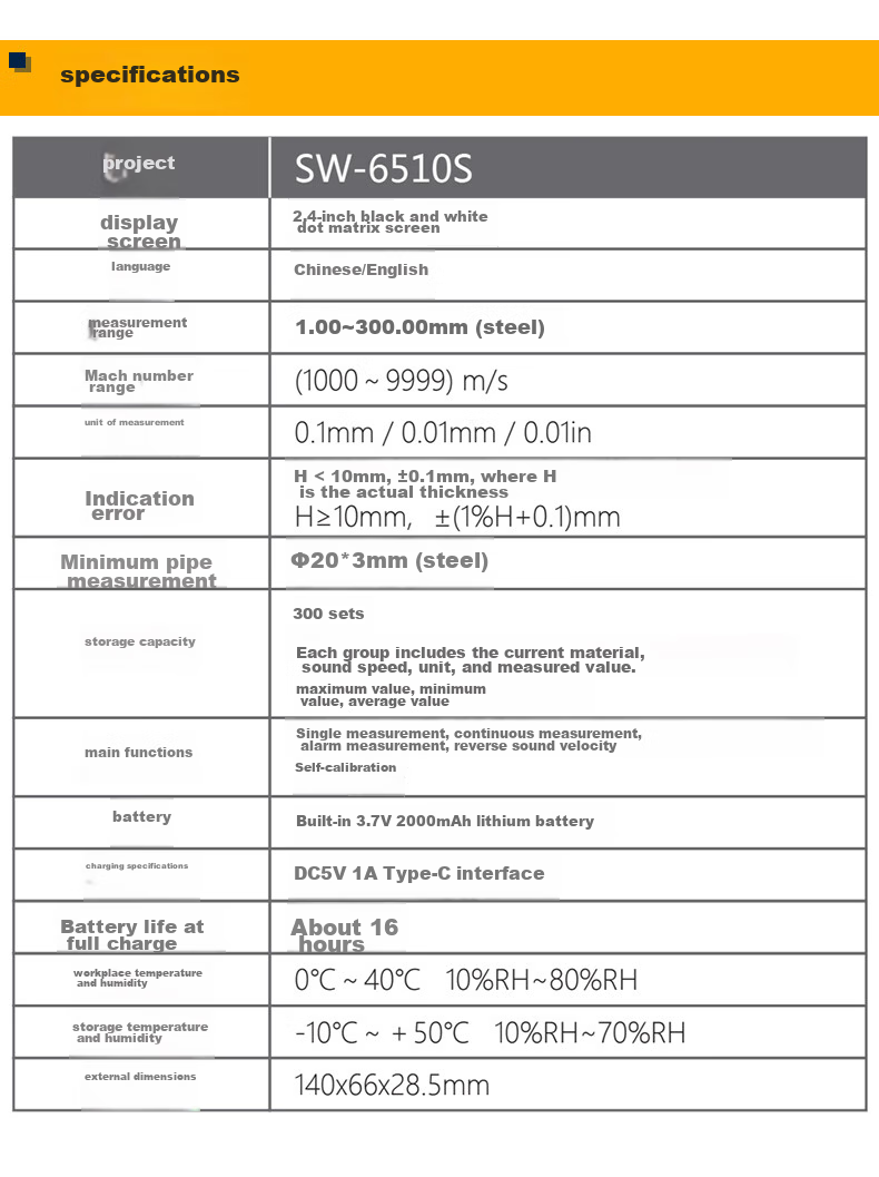 SNDWAY High-Precision Ultrasonic Thickness Gauge for Iron, Aluminum, Copper, Glass, Plastic, Ceramic, Metal And Steel Plate SW-JG6510 4