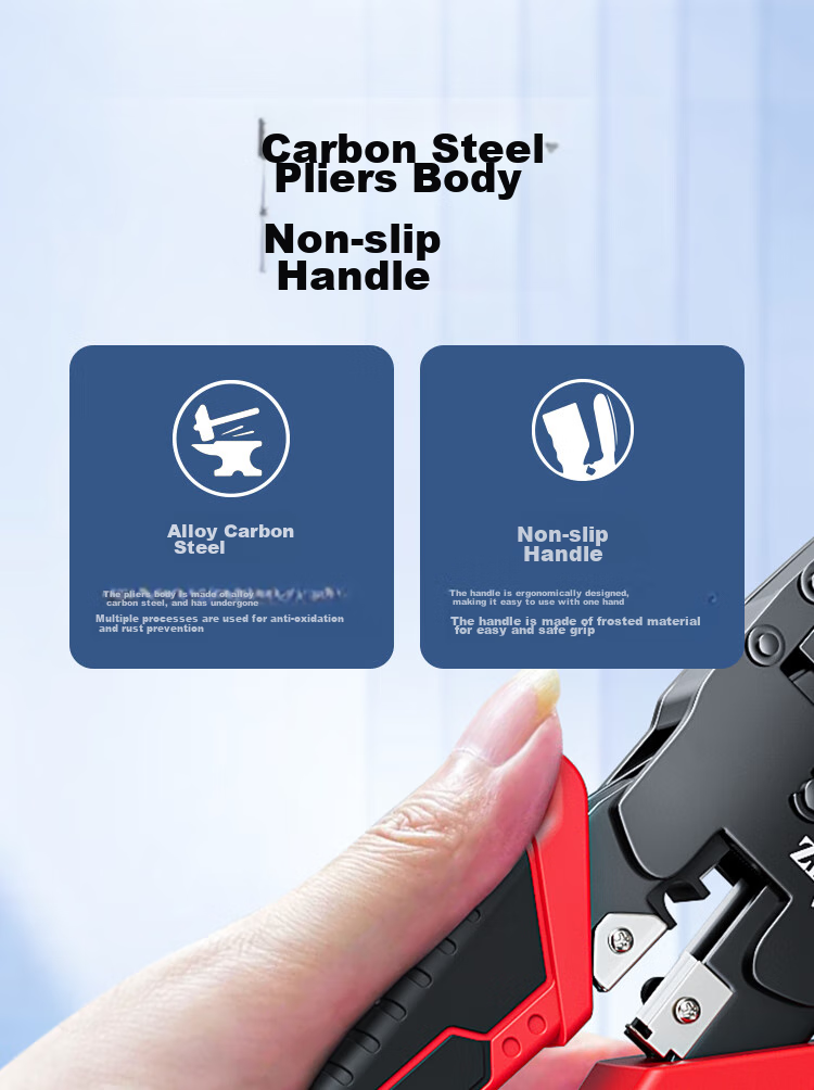ZLEUE Network Cable Crimper, Wire Stripper And Cutter for Network And Telephone Cables, 4P6P/8P RJ45 Connectors, Multi-Functional Spring Tool for Professional Category 6 Cable Crimping And Termination, W103 11