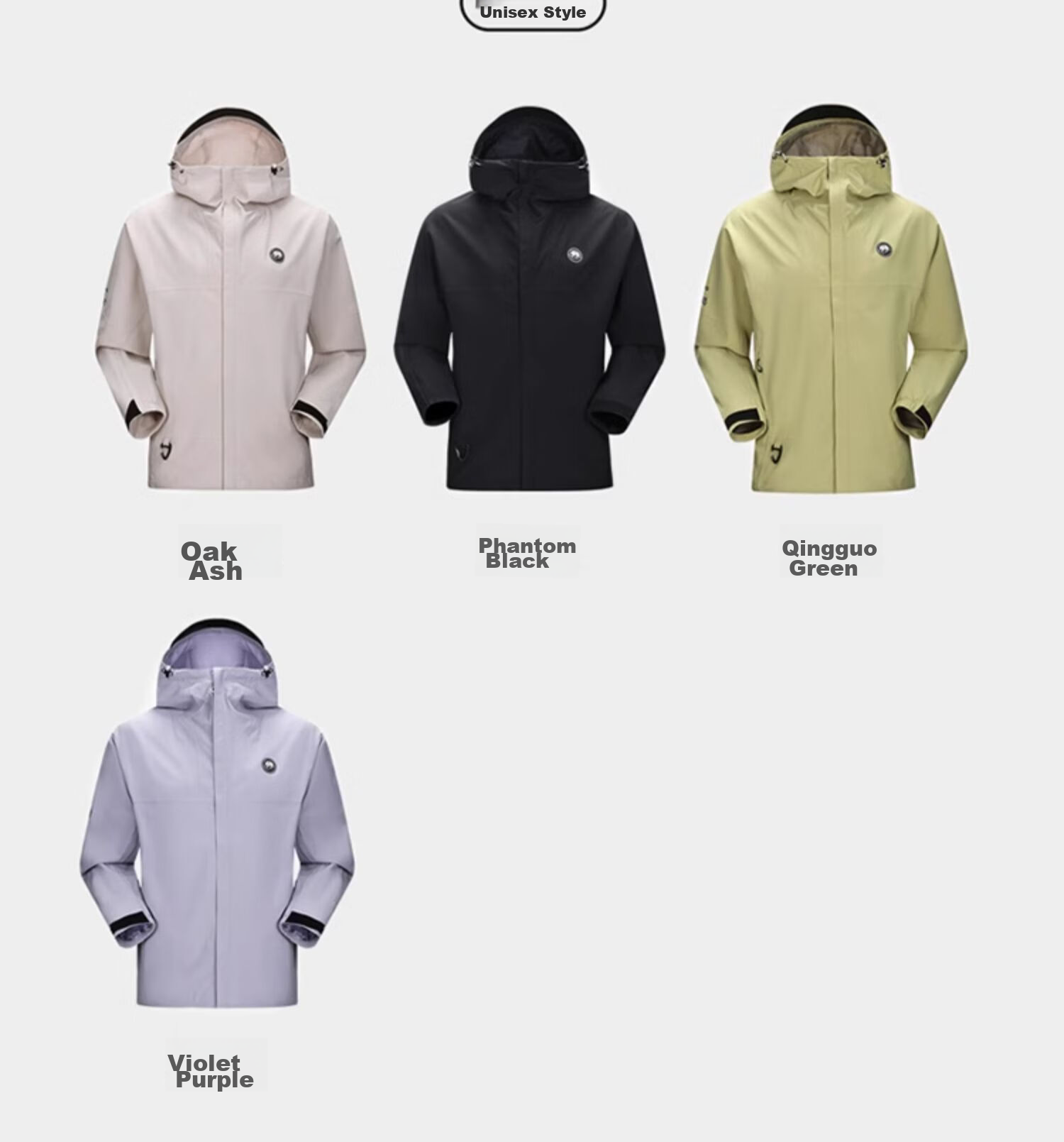 CAMEL Single-Layer Windbreaker Jacket for Men And Women, Waterproof Coat A31166 Phantom Black XL 34