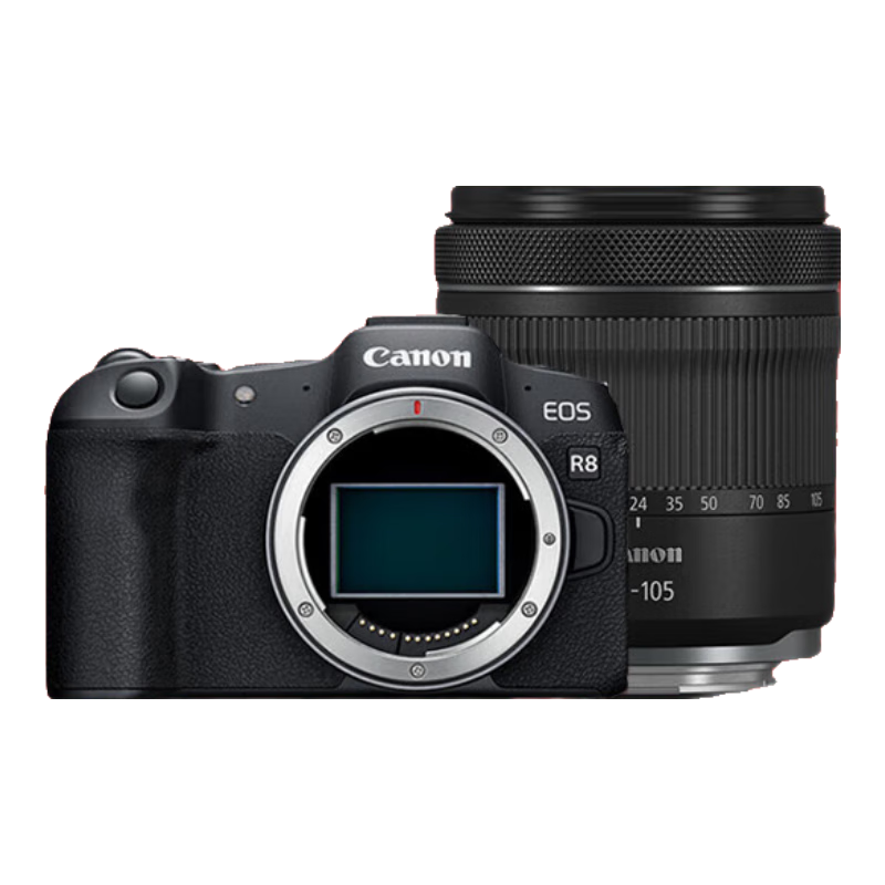 Canon EOS R8 Full-Frame Professional Mirrorless Camera, 4K Vlog Video Live Streaming Home Travel Camera, RF24-105mm IS STM Zoom Lens, Travel Fun Kit