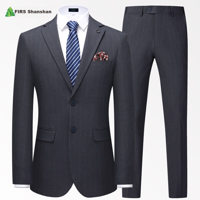 FIRS Wool Blend Men's Slim Fit Business Suit Formal Workwear Tuxedo