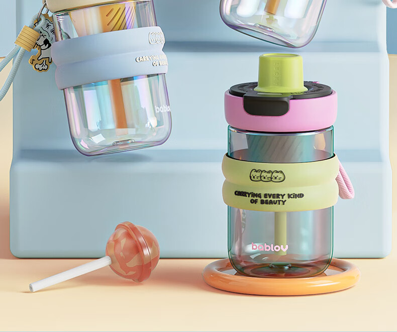 BABLOV Children's Straw Cup, Glass Water Bottle, Portable, Heat-Resistant, Student Tea Compartment Separable Cup, Anti-Scalding Cup Cover, 500ml 22