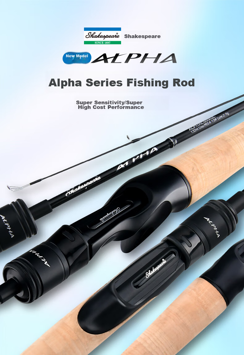 SHAKESPEARE Micro Carbon Fiber Lure Rod Single Rod Solid Tip Fishing Pole for Small Fish And Lures, 1.83m with Pistol Grip UL 1