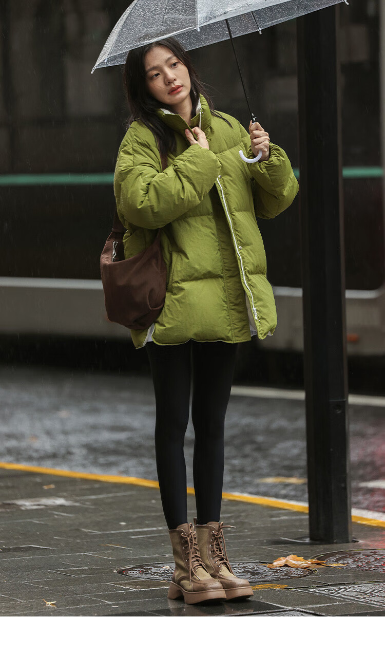 Dme [Avocado Good Mood] Winter Lightweight Stand Collar Warm 90% Duck Down Filling Versatile Women's down Jacket 13