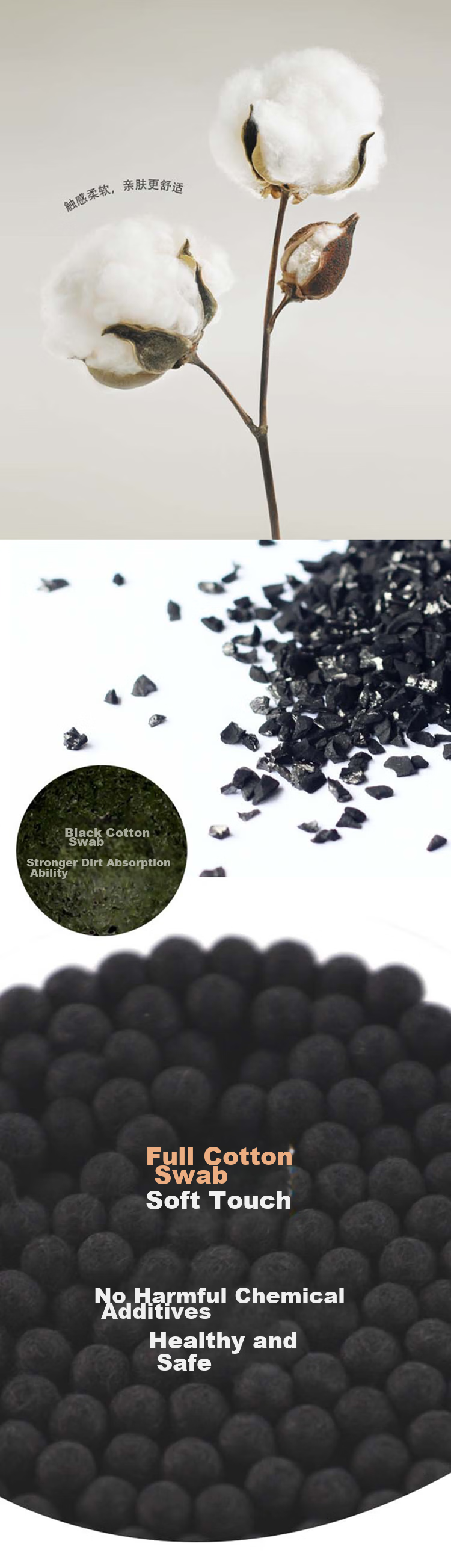 Xiaomama Black Double-Ended Spiral Ear Swabs, Ear Cleaning Cotton Buds, 200 Pieces 5
