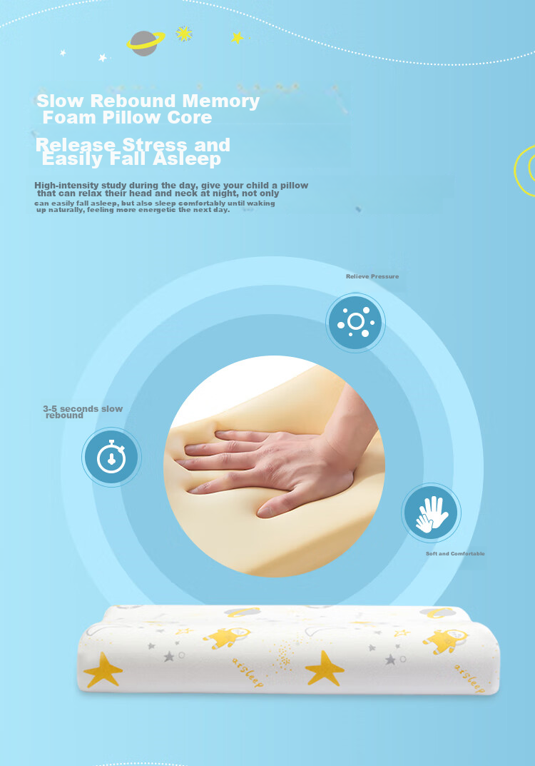 AiSleep Children's Pillow for Ages 5-8, Zero Pressure, Body-Shaped, Ergonomic Design with Separate Zones, Neck Protection, Slow Rebound Memory Foam Pillow 7
