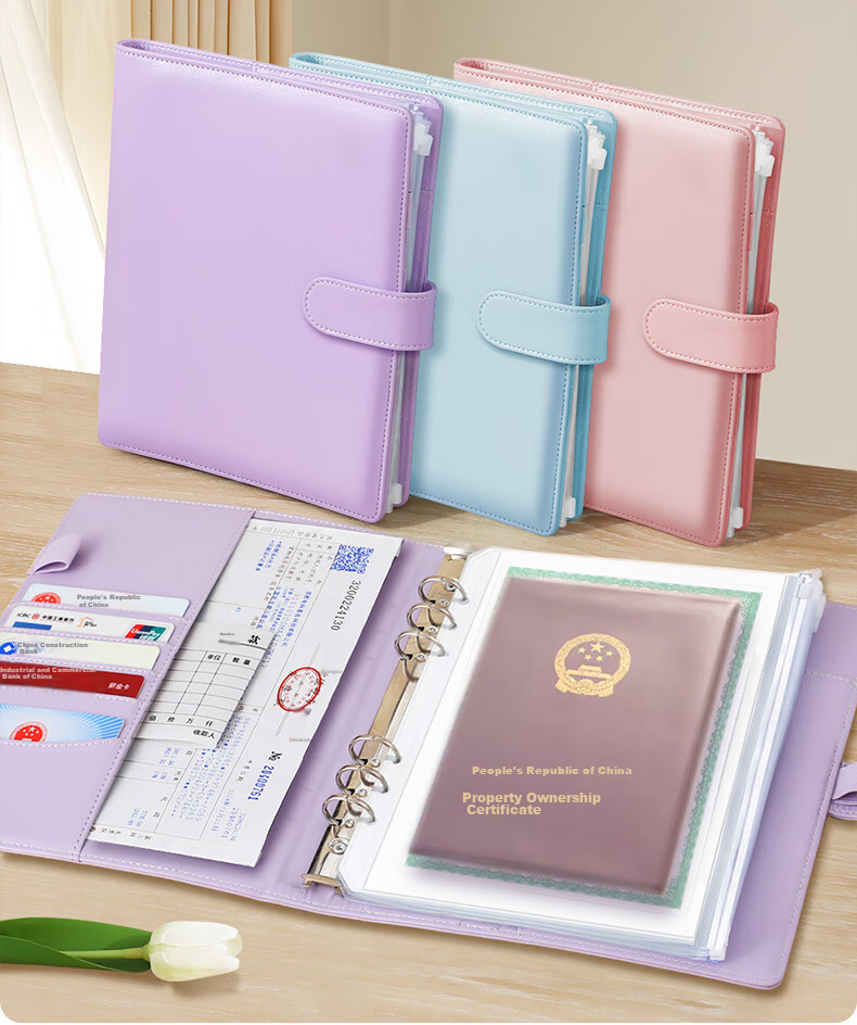 Jiaranheng Family Document Storage Bag, Multifunctional Large Capacity Organizer, Birth Certificate And Vaccine Protection Sleeve, Portable Loose-Leaf Binder, Bill And File Folder, Pink 2