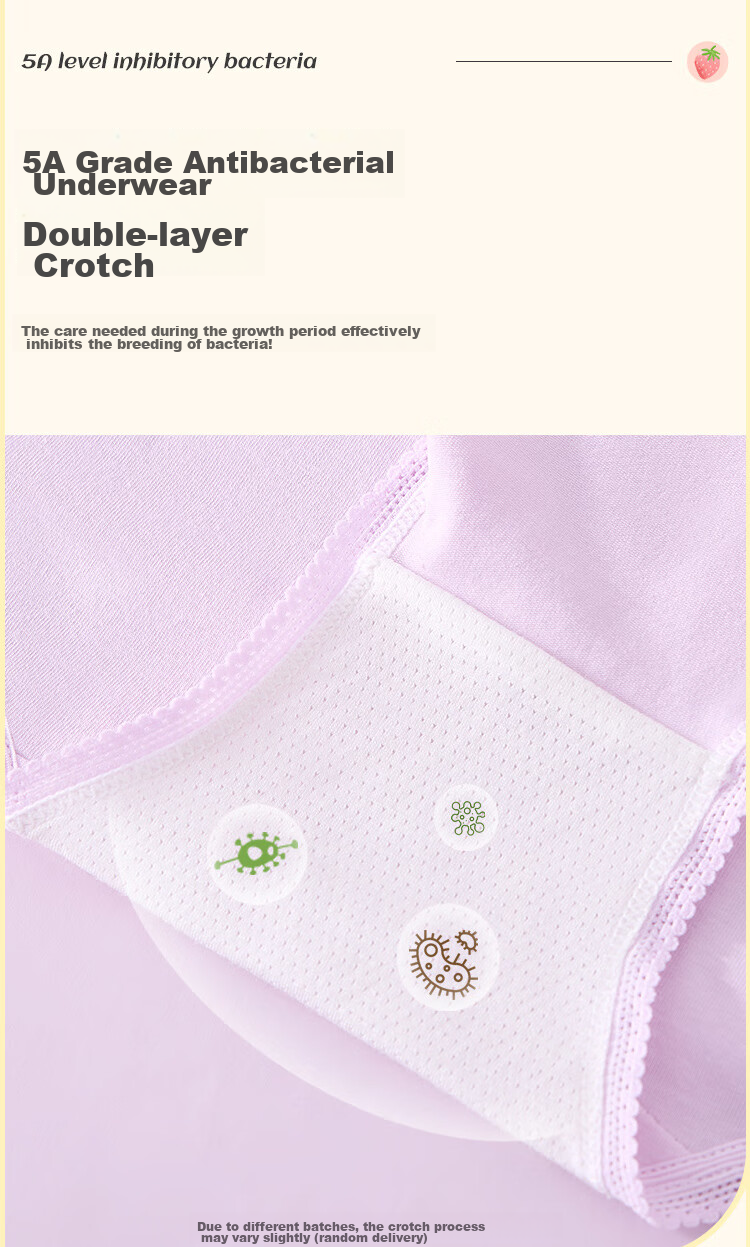 LangSha Girls' Underwear for Children And Teens, Puberty Triangle Panties, Six-Pack, Purple Bunny Design, Size 150 4
