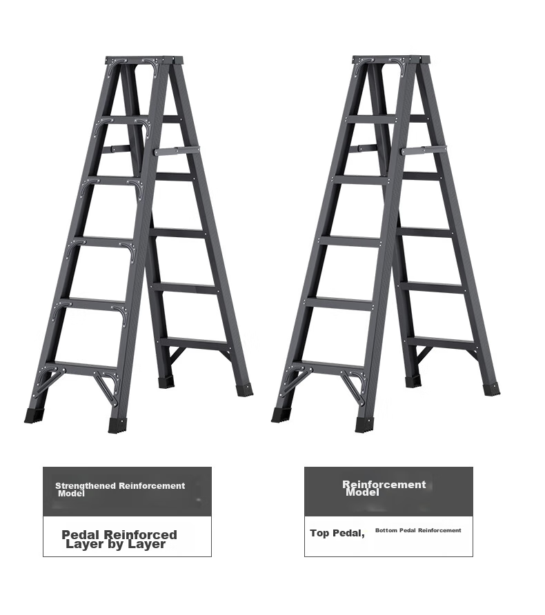 Cenggao Aluminum Alloy Household A-Frame Ladder, Foldable Engineering Ladder, Warehouse Industrial Ladder, Deep Space Gray Reinforced And Sturdy Model, 5 Steps 16