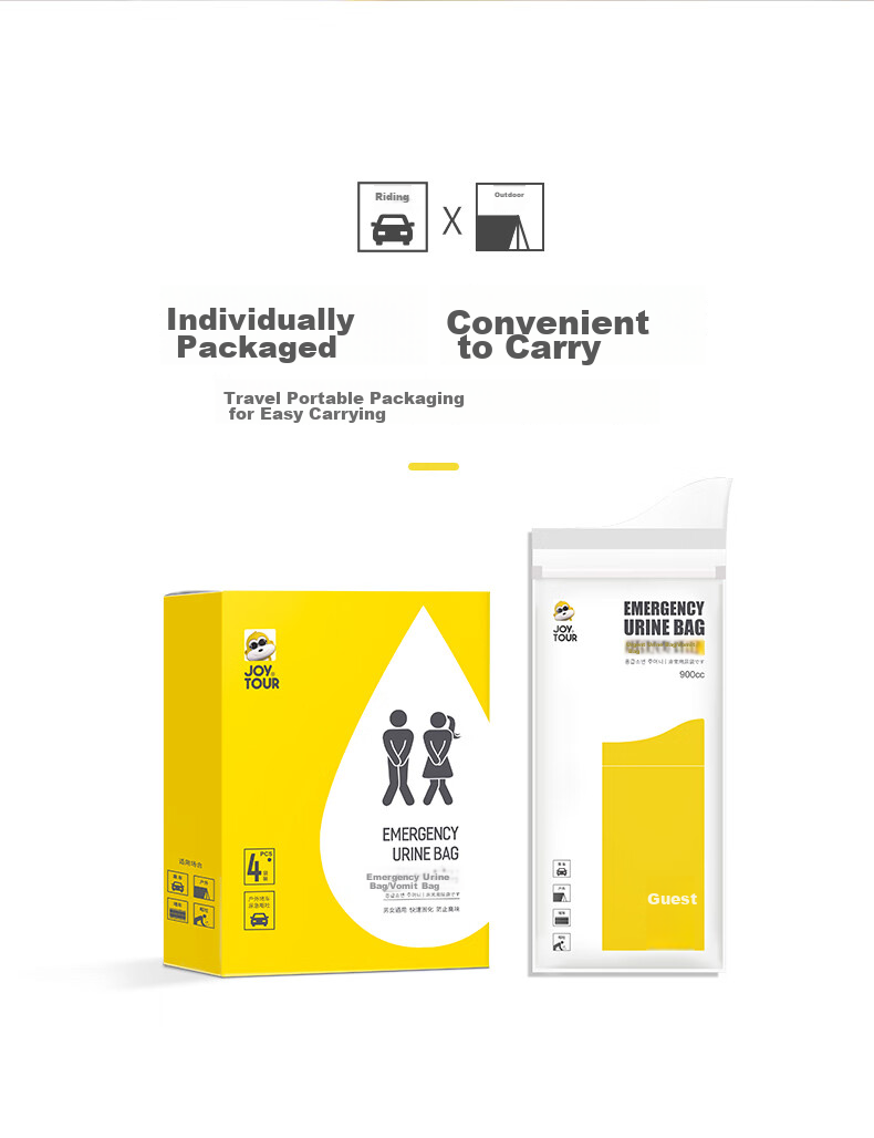 JOYTOUR Disposable Urine Bags, Portable Mini Toilet for Car And Home Use, Portable Household Device, 4 Pieces/Box 11