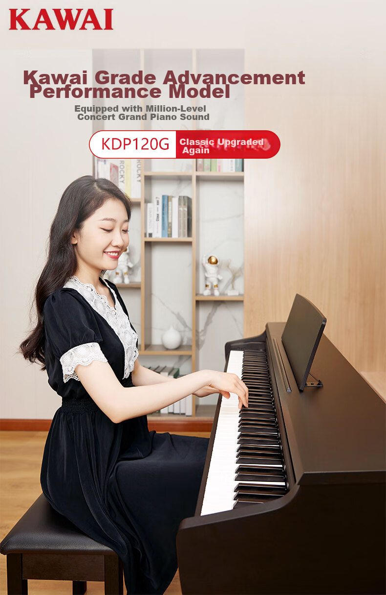 Kawai Digital Piano KDP120GR, 88-Key Weighted Hammer Action, for Adults And Children, Beginners And Professionals, Home Use, Upright Piano 1