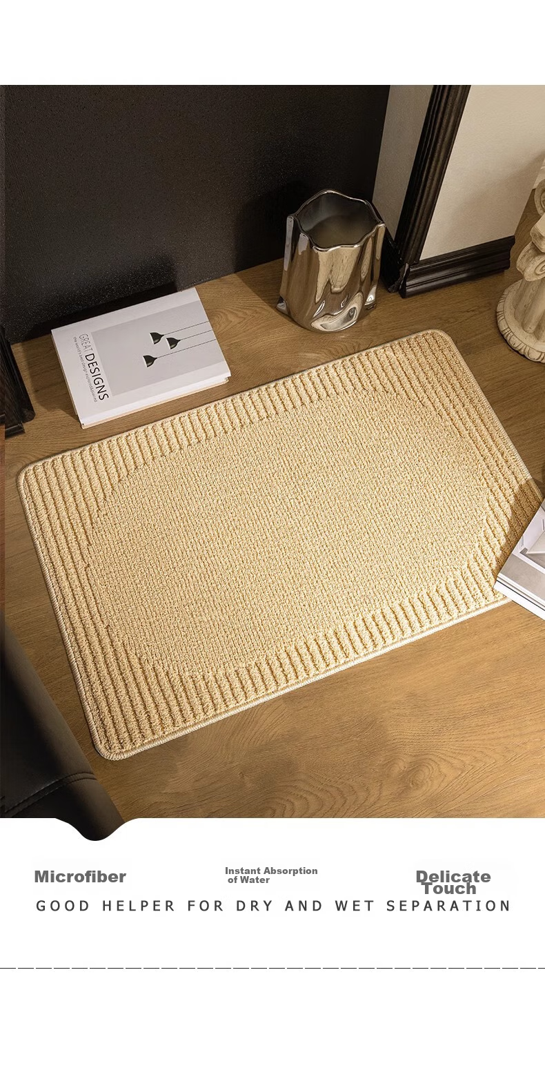 BULULOM Bathroom Non-Slip Foot Mat, Absorbent Bath Mat, Thickened Door Mat for Bathroom, Natural - Dark Gray 40*60cm 6