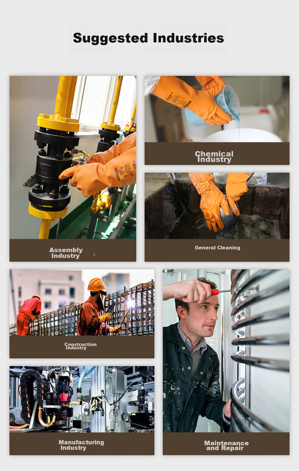 LANON SR242 Imported Natural Rubber Acid And Alkali Resistant Industrial Gloves, Chemical Protective Work Gloves, Laboratory Extended Version, 42cm, Size L 10