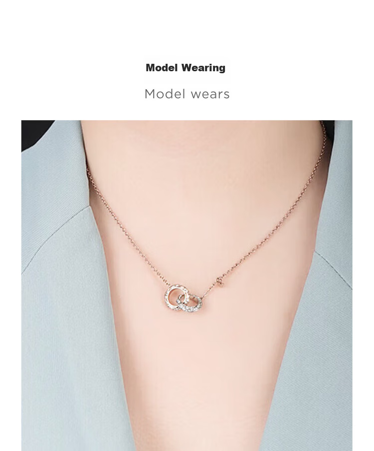 EMPORIO ARMANI Women's Necklace, Rose Gold Double-Ring Pendant, Birthday Gift for Girlfriend, EGS3004221 3