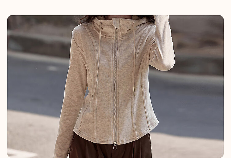 Dme [Young Version of Walking Out] Spring And Autumn Sporty Double-Zip Hooded Comfortable Slimming Treasure Women's Top 4