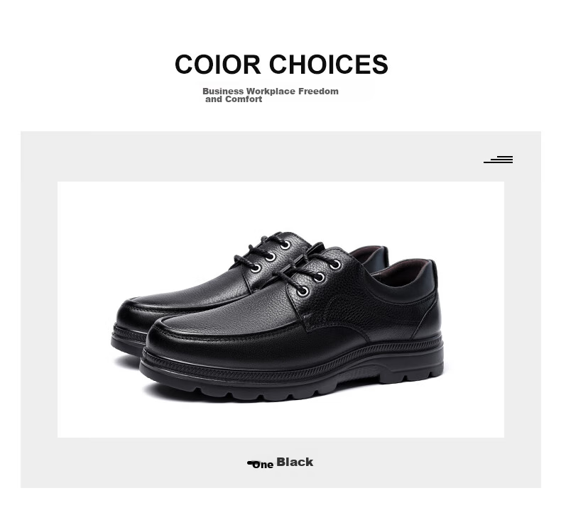 LAORENTOU Men's Leather Shoes, Business Casual Low-Top Shoes, Top-Grain Cowhide Lace-Up Thick-Soled Breathable Dad Shoes, 260279, Black, Size 39 6