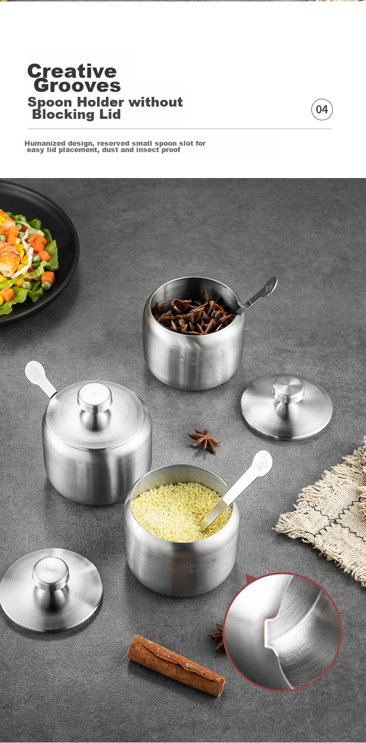 MAXCOOK 304 Stainless Steel Glass Seasoning Container Salt Shaker Powder Dispenser Sugar Powder Barbecue Spice Bottle MCTC1372 9