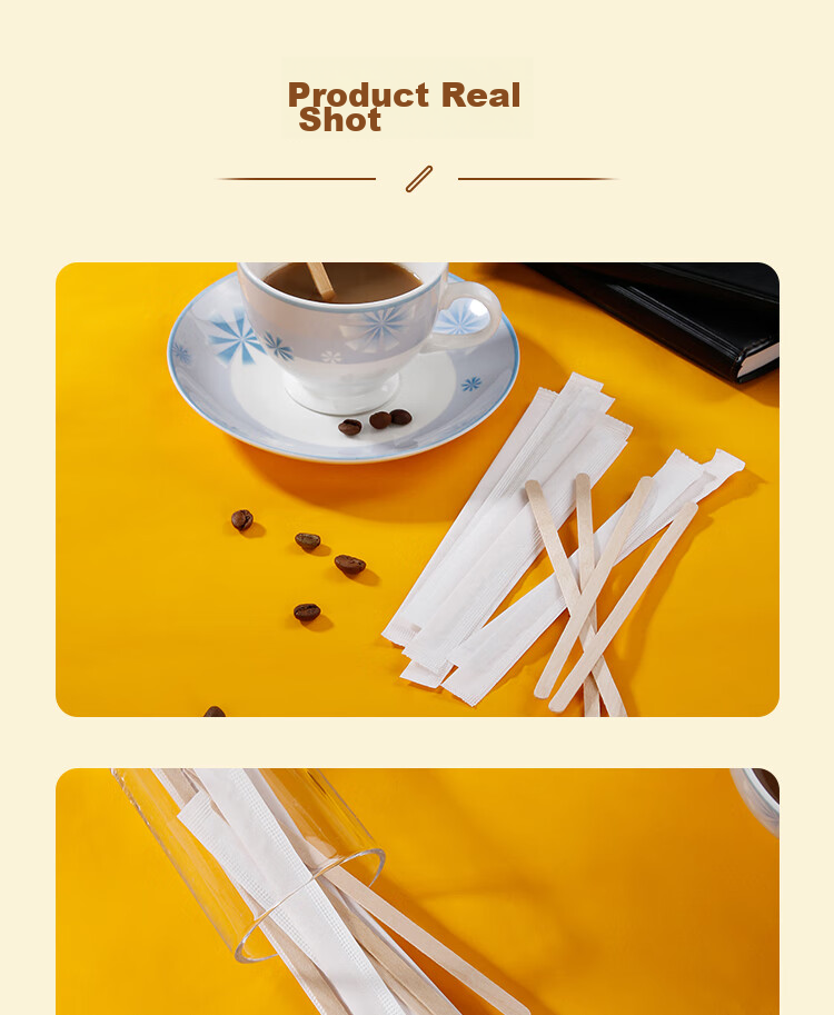 SHUANG YU Disposable Coffee Stirrers [500 Pieces, 14cm], Wooden Biodegradable Individually Wrapped 7